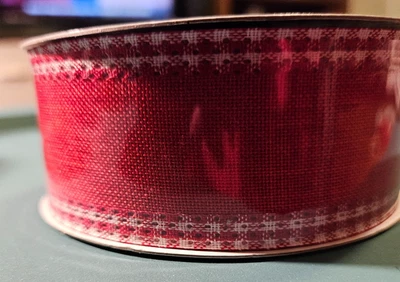 1 Roll Expressions Ribbon  1.5 in x 10 yds, Red with plaid - Image 1 of 3
