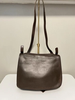 Vintage Coach 9134 Brown Leather Slim Hippie Flap Saddle Bag Crossbody Purse - Image 1 of 4