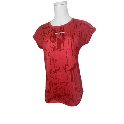 Camiseta La Sportiva Roja Patrón Abstracto Malla Espalda Para Mujer Talla Pequeña Foto 1 de 4