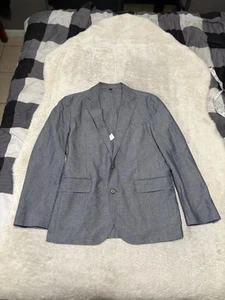 NWT $168 J. Crew Ludlow Blue Cotton Linen Blend Slim Fit Blazer Jacket Mens 36S - Picture 1 of 8
