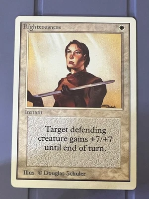 Magic the Gathering MTG Unlimited Righteousness NM-  (Beta Bob) - Image 1 of 2