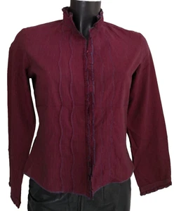 Chemisier ADOLFO DOMINGUEZ grenat rayures manches 3/4 Taille 40 FR Très bon état - Picture 1 of 7