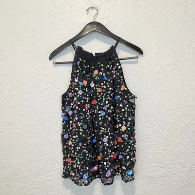 Anthropologie Moulinette Soeurs Blouse Top Black Multicolor Sequin Small S - Image 1 of 4