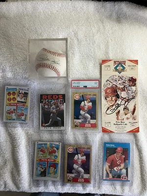 Pete Rose Autographed MLB Baseball  Memorabilia ( total of 8 items) REDUCED!! - Image 1 of 4