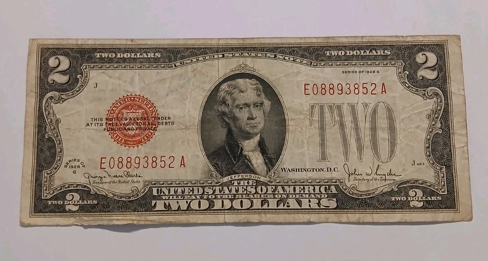 1928 $2 Dollar Red Seal Note - Image 1 of 1