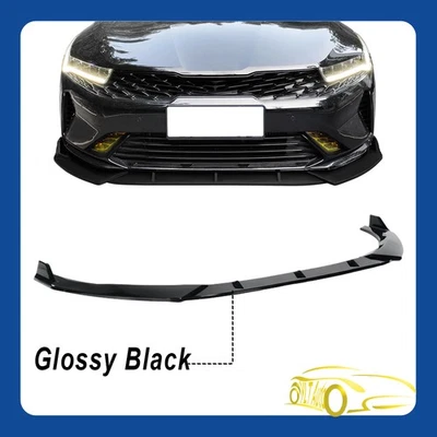 Alerón divisor de labios parachoques delantero negro brillante 3 piezas para Kia K5 EX LX GT 2021-2024 Foto 1 de 4