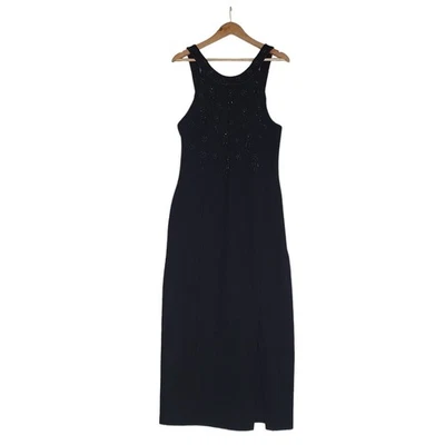 Maxi Vestido de Colección Nina Charles for Kasper ASL Mezcla de Lana Talla M Negro Funda con Cuentas  Foto 1 de 4