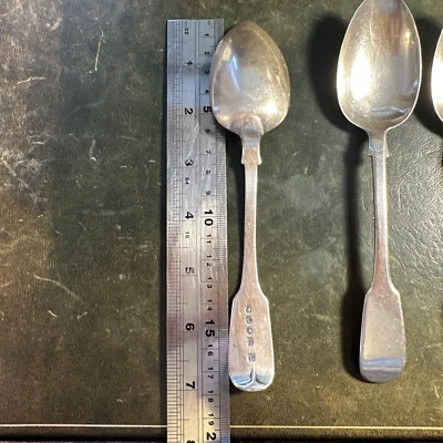 81g 18cm Pair Fully Hallmarked Antique Victorian Solid Sterling Silver Spoon 925 - Image 1 of 4
