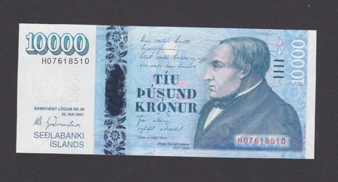Iceland Island 10000 Kronur 2001 UNC Cover
