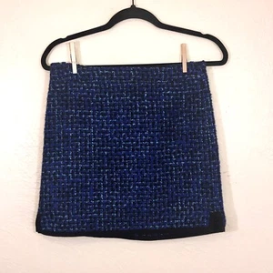 J.Crew Briefmarke Minirock 0 Indigo Tweed EUC - Bild 1 von 5
