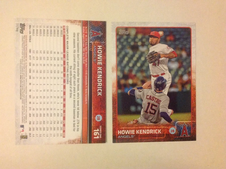 HOWIE KENDRICK #161 Angels 13/99 made 2015 TOPPS Limited Edition 5X7 Exclusive - Image 1 of 1