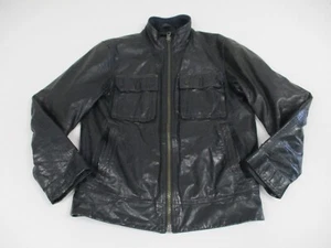 Vintage Gap Leather Jacket Men's Size Small Black Motorcycle Zip Pockets - Picture 1 of 13
