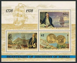 Cook Isls 482a sheet,MNH.Michel Bl.77. James Cook's arrival in Hawaii-200.1978. - Picture 1 of 1
