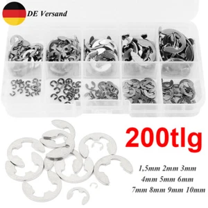 200-tlg Sicherungsclip-Sortiment Sprengring-Satz C / E-CLIP Set Ø1,5-10 mm DE - Bild 1 von 7