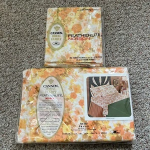 Vtg NOS Cannon Royal Family Floral Sheet Set Full Flat + Pillowcases - Picture 1 of 4