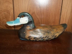 Vintage 8" Solid Wood Duck Decoy Blue Bill - Picture 1 of 4