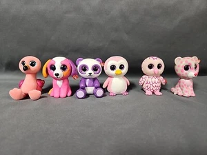 Lot of 6 Ty Beanie Boo Mini Figures Animals-Flamingo- Pinguin-Owl-leopard Panda - Picture 1 of 7