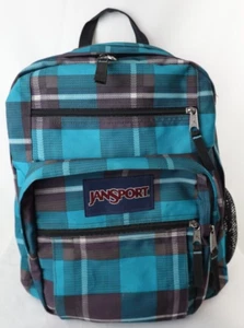 Jansport School Backpack 5 Zippered Pock Teal Checkered Adjustable Straps - TDN7 - Picture 1 of 19