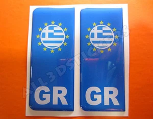 2 x Adesivi Resinati 3D Targa Bandiera Grecia per Auto o Moto - Imagen 1 de 1