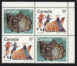 INUITS, ABORIGINAL CANADA 1979 #835-836 MNH UR BLANK Block of 4 - Picture 1 of 1