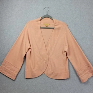 April Cornell Sweater Womens Size XS Orange Lambswool Bell Sleeve Snap Front - Picture 1 of 14