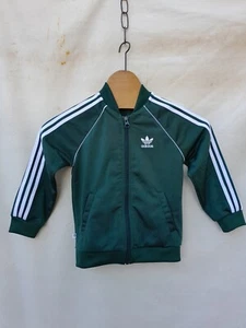 adidas Track Jacket boy's 4 British Green Embroidered Logo End Plastic waste - Picture 1 of 10