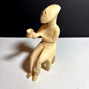 Vintage Greek Cycladic Art Museum Replica; The Seated Cup Bearer Figure 5.75 in - Picture 1 of 9