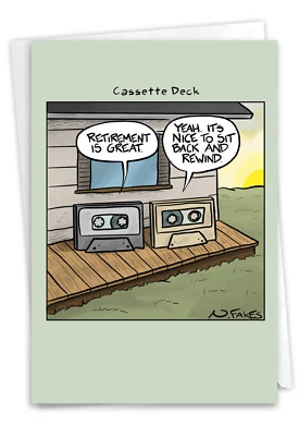 1 Tarjeta de Retiro Divertida con Sobre - Cassette Deck C6971RTG-US Foto 1 de 4