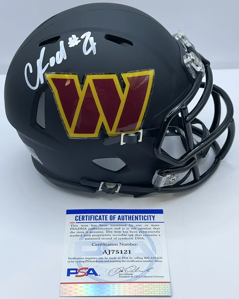 Chris Rodriguez Signed Autographed Washington Commanders Mini Helmet PSA/DNA - Image 1 of 1