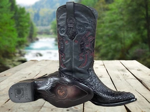 Botas Western Horn Back Cocodrilo Punta Redonda hechas por CUADRA Boots (2C03FL) - Imagen 1 de 8