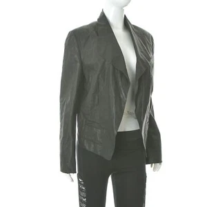 Chaqueta Blazer Strenesse Gabriele Strehle Mujer Cuero Negra D38 US6 UK10 - Imagen 1 de 6