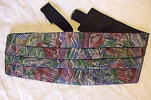 VINTAGE MENS DEBENHAMS SUBTLE MIXED COLOUR PLEATED CUMMERBUND 30" TO 35" SMART - Picture 1 of 1