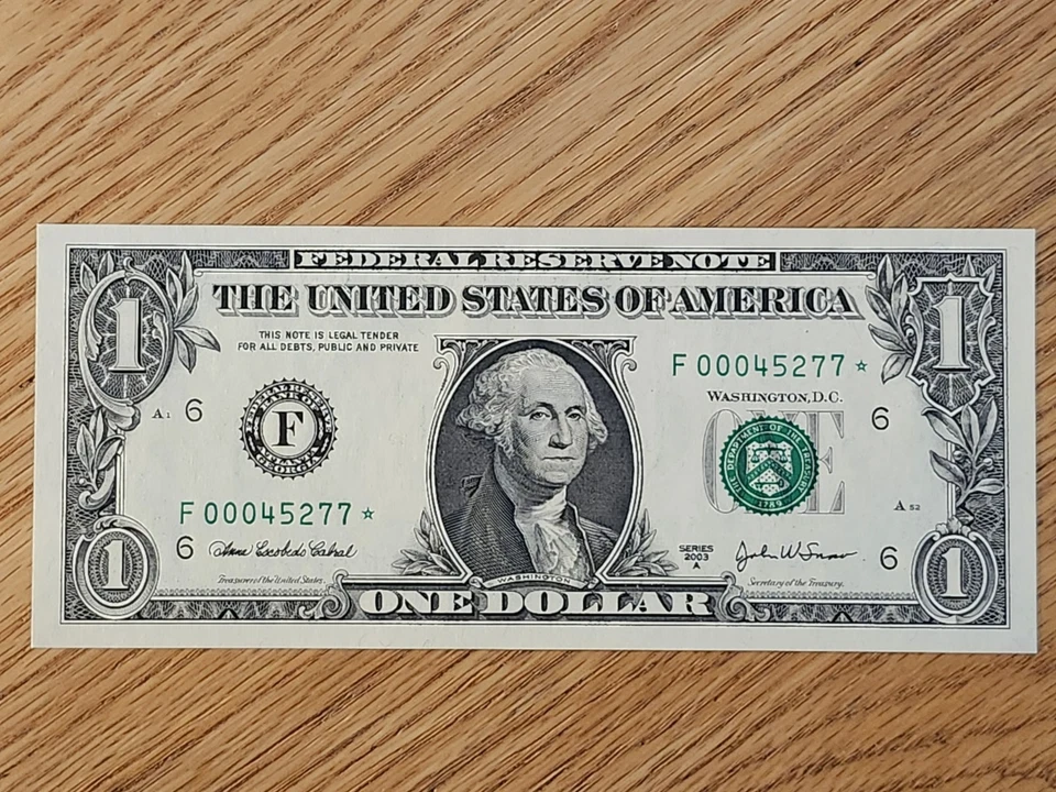 2003 A $1 "STAR NOTE" ATLANTA DISTRICT UNC/GEM F00045277* 000 START  1 OF 4 Cons - Image 1 of 4