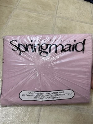 New Vintage Springmaid Double Flat  Sheet Mauve Pink NWT Made In USA - Image 1 of 4