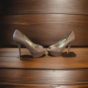 Guess Women's Size 7 Beige Stiletto Platform Pump Peep-Toe Heels Lightly Used - Picture 1 of 6