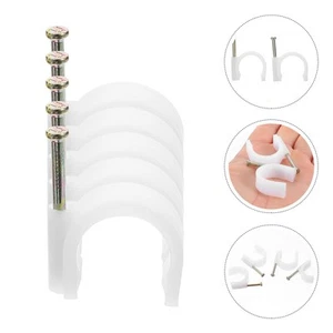 Clips de cable de gancho de tubo de 50 piezas para clavo de cable con soporte Ethernet - Imagen 1 de 12
