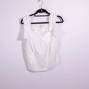 Chemisier chemise sans manches col carré dentelle popeline de coton Gap x Doen haut S - Photo 1/4
