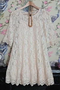 Vintage style cream crocheted tunic dress size 14 H&M - Picture 1 of 6