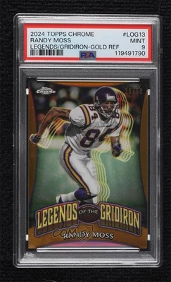 2024 Chrome Legends of the Gridiron Gold Refractor /50 Randy Moss PSA 9 MINT HOF - Image 1 of 2