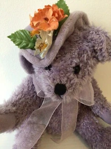 Teddy & Friends Sydney Australia Lilac Purple Bear With Hat And Flowers - Picture 1 of 11