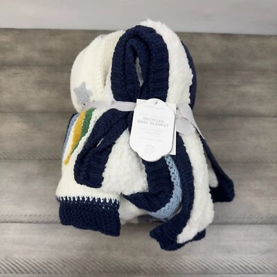 Manta de bebé Pottery Barn Kids Dino Heirloom 30”x40” multi azul con monograma nueva con etiquetas Foto 1 de 4