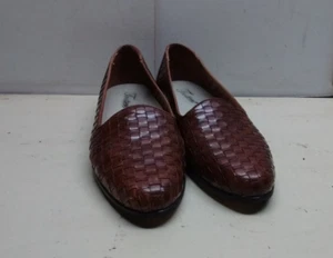 Trotters Womens Brown Woven Leather Loafers Dress Casual Comfort Low Shoes 7.5 N - Picture 1 of 6