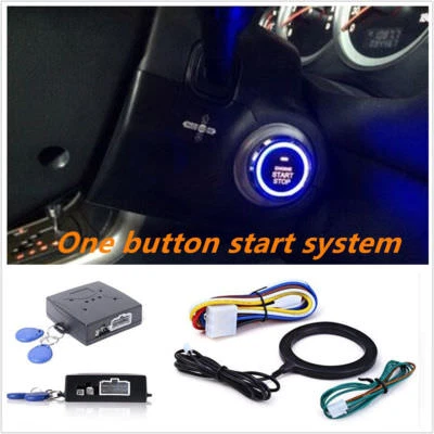 Car Push Start Button RFID Lock Engine Starter Ignition Car Alarm Keyless Entry - Image 1 of 4