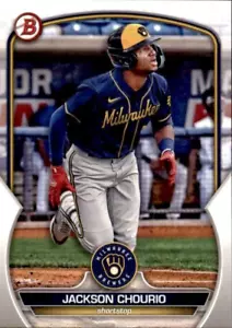 2023 BOWMAN BASE PAPER PROSPECT BP76 JACKSON CHOURIO MILWAUKEE BREWERS - Picture 1 of 2