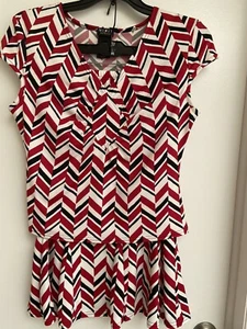 MIXIT 2 pieces outfit skirt size M(8/10) top size L(12/14) red black white NWT - Picture 1 of 6