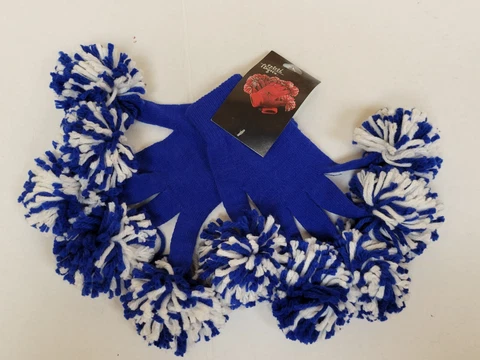 Fan Spirit Pom Pom Gloves - Colts Colors - Blue & White, NEW Cover