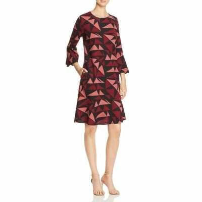 LAFAYETTE 148 New York Geo Print Bell Sleeve Shift Cocktail Work Dress L = 12/14 - Image 1 of 4