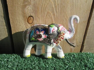 Vintage Meenakari Enamel on Silver Royal Elephant Figurine - Picture 1 of 10