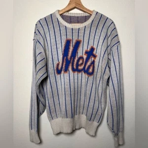 Vintage MLB New York Mets Cliff Engle Pinstripe Knit Sweater - Picture 1 of 3