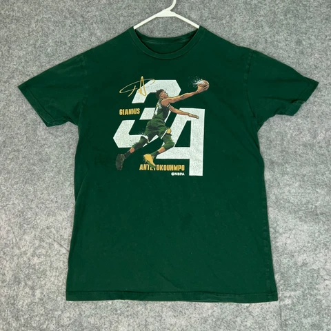 Giannis Antetokounmpo Men Shirt Large Green White NBA Basketball Milwaukee Bucks Cover